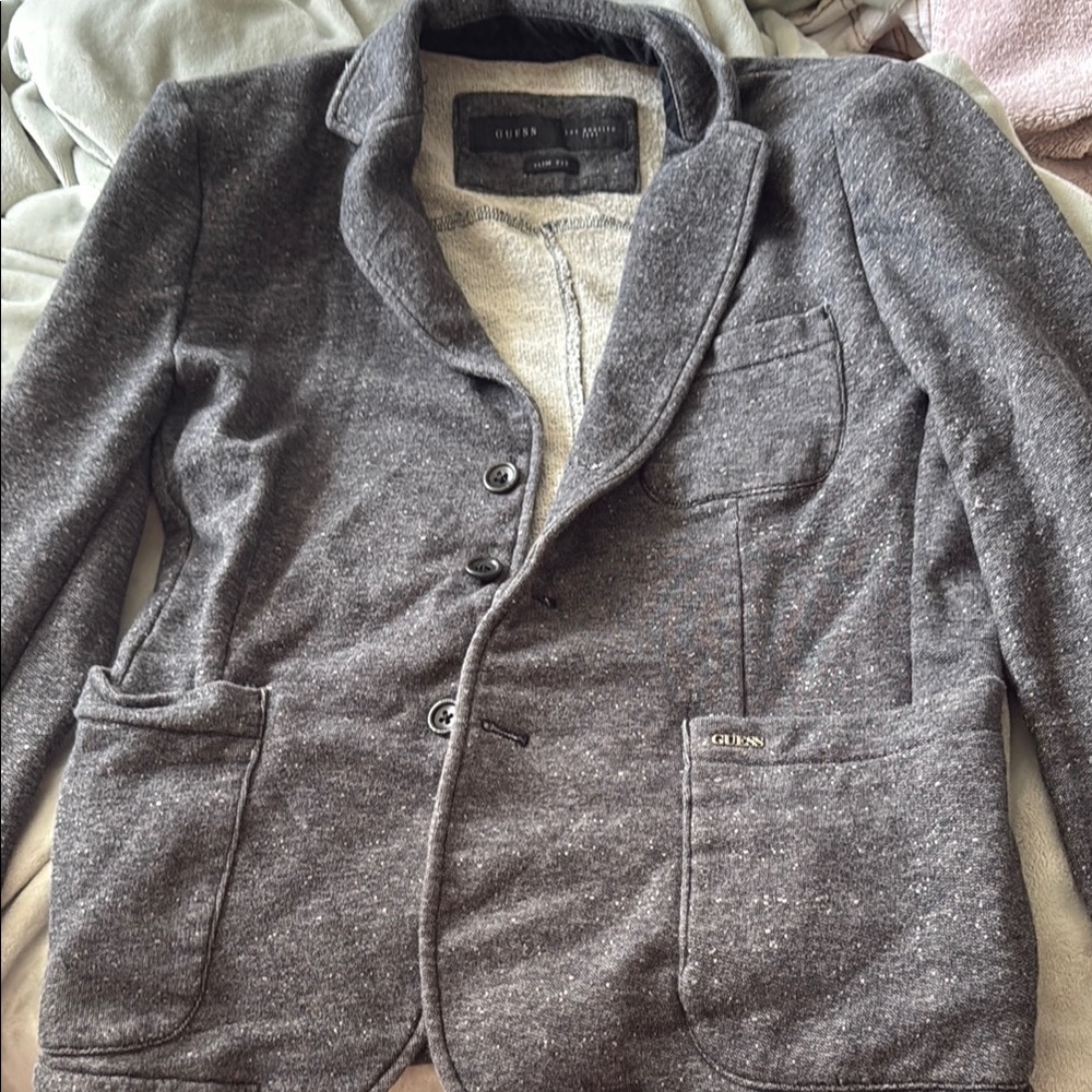 GUESS Charcoal Button-Up Blazer